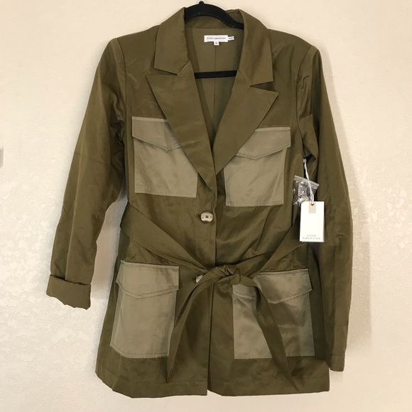 NWT Good American Utility Jacket green belted - Picture 2 of 9